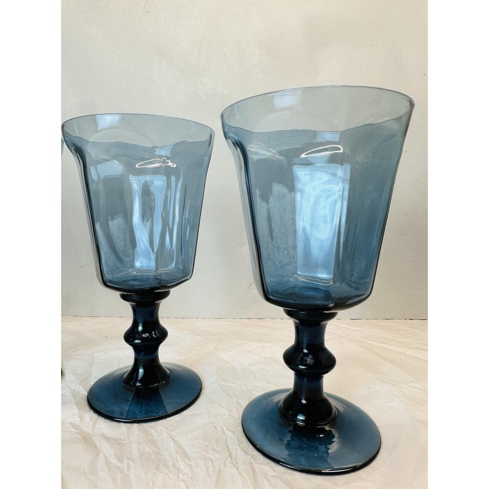 VIntage Lenox Antique Dark Blue Crystal Glass Set of 4 Goblet Wine Glasses - Picture 3 of 10
